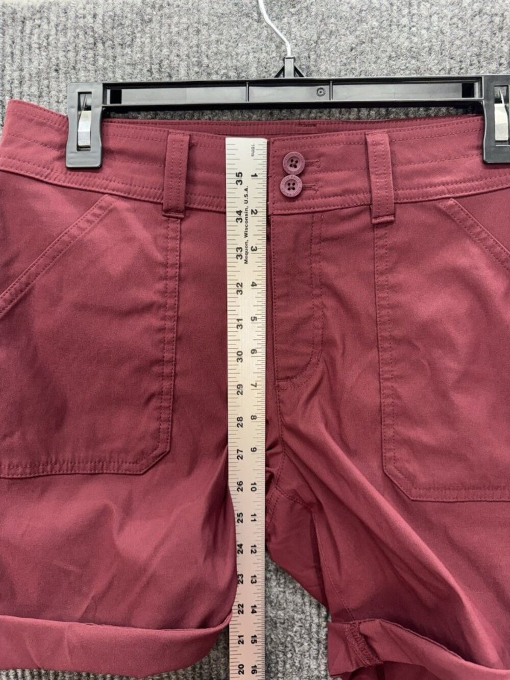 Eddie Bauer Rolled Hem Bermuda Shorts Womens 6 Burgundy Stretch Nylon Outdoor - Picture 7 of 10
